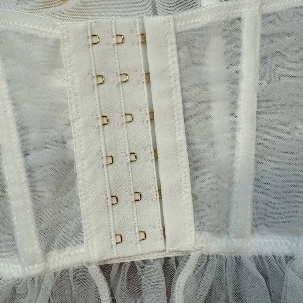 Urban Outfitters Out From Under Roseabel Tulle Rosette Corset Size Small